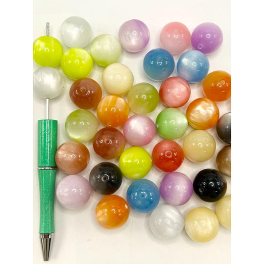 Cat Eye Style Acrylic Beads, 20mm, Random Mix Color, WM