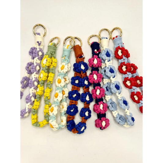 Anti-lost Wrist Strap Keychain Holder Knit With 10 Flowers, 19cm, GY