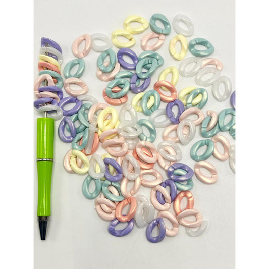 Stackable Wavy Spacer Acrylic Beads with Large Hole, Keychains, 13mm by 18mm, Random Mix Color