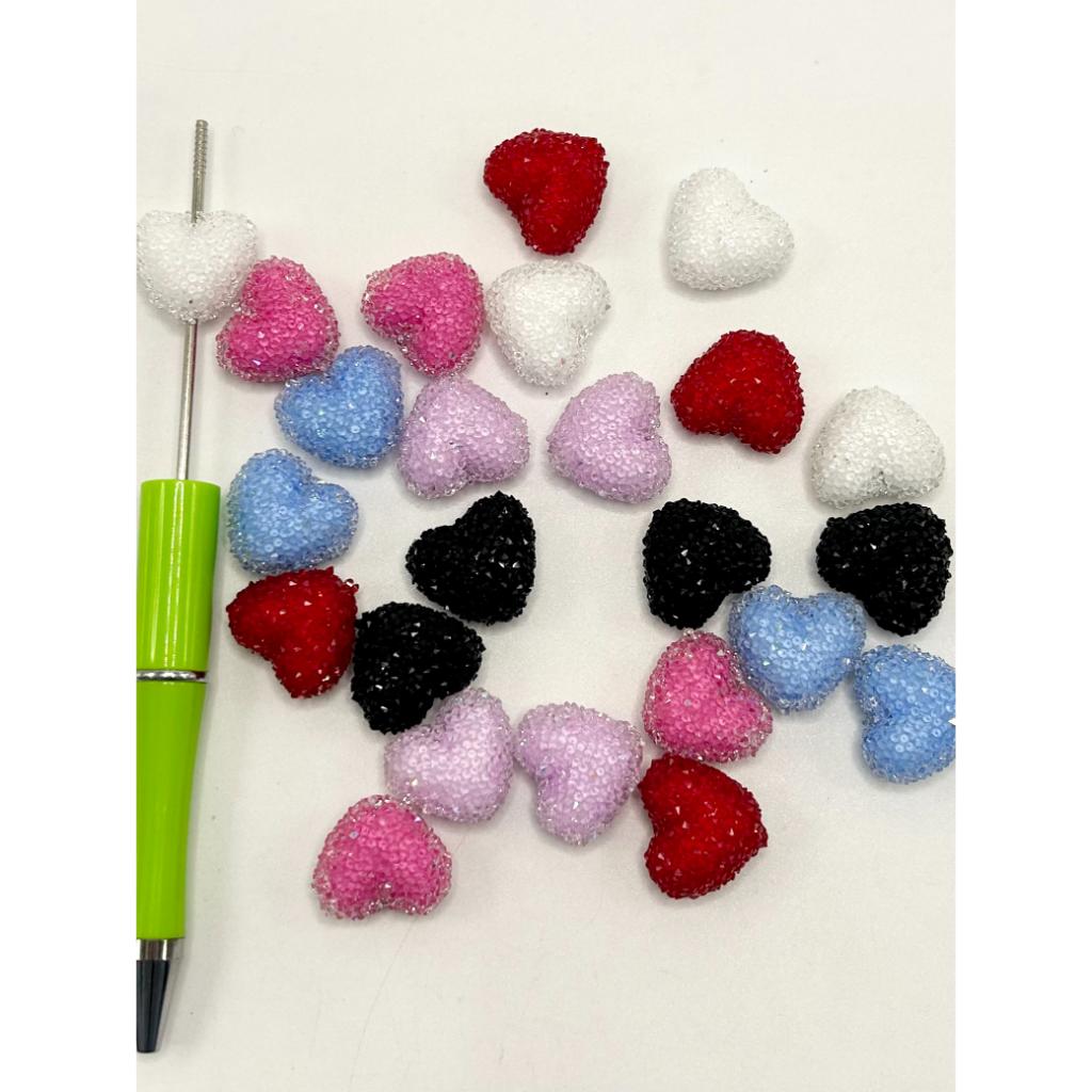 Heart Love Sugar Beads, 17mm by 20mm, Random Mix Color, MG
