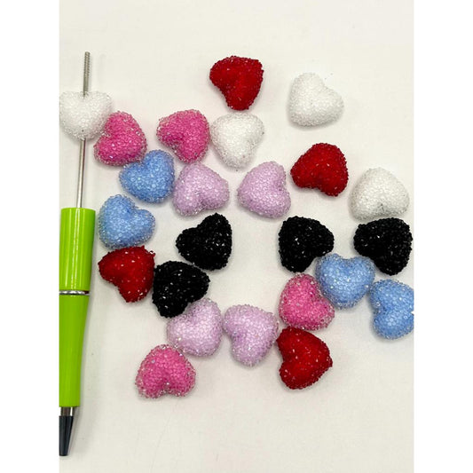 Heart Love Sugar Beads, 17mm by 20mm, Random Mix Color, MG