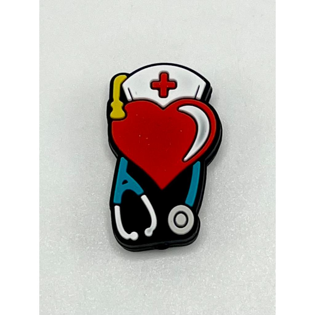 Doctor Nurse Red Heart Stethoscope Silicone Focal Beads Beadable Bliss