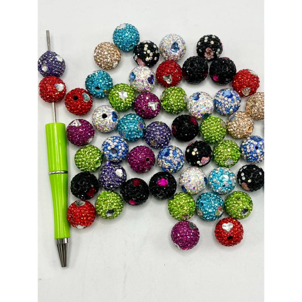 Colorful Color Clay Beads with Heart  Butterfly star and Rhinestones random mix , 16mm, ZY