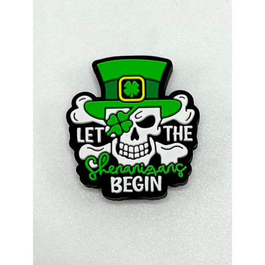 Let The Shenanigans Begin ST Patrick's Day Skull Silicone Focal Beads