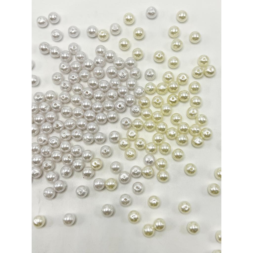 小さなホワイトパールアクリルビーズ、8mm