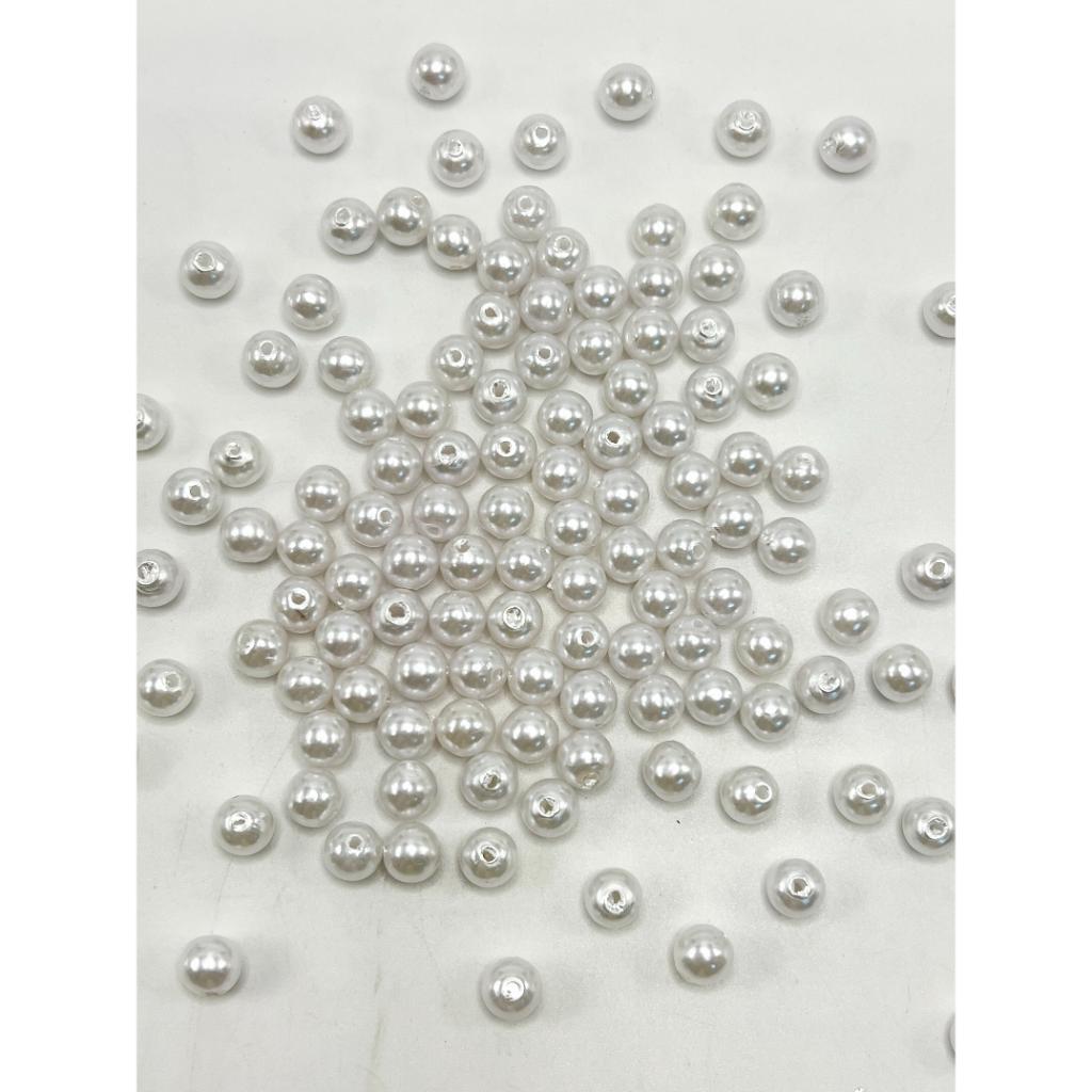 小さなホワイトパールアクリルビーズ、8mm