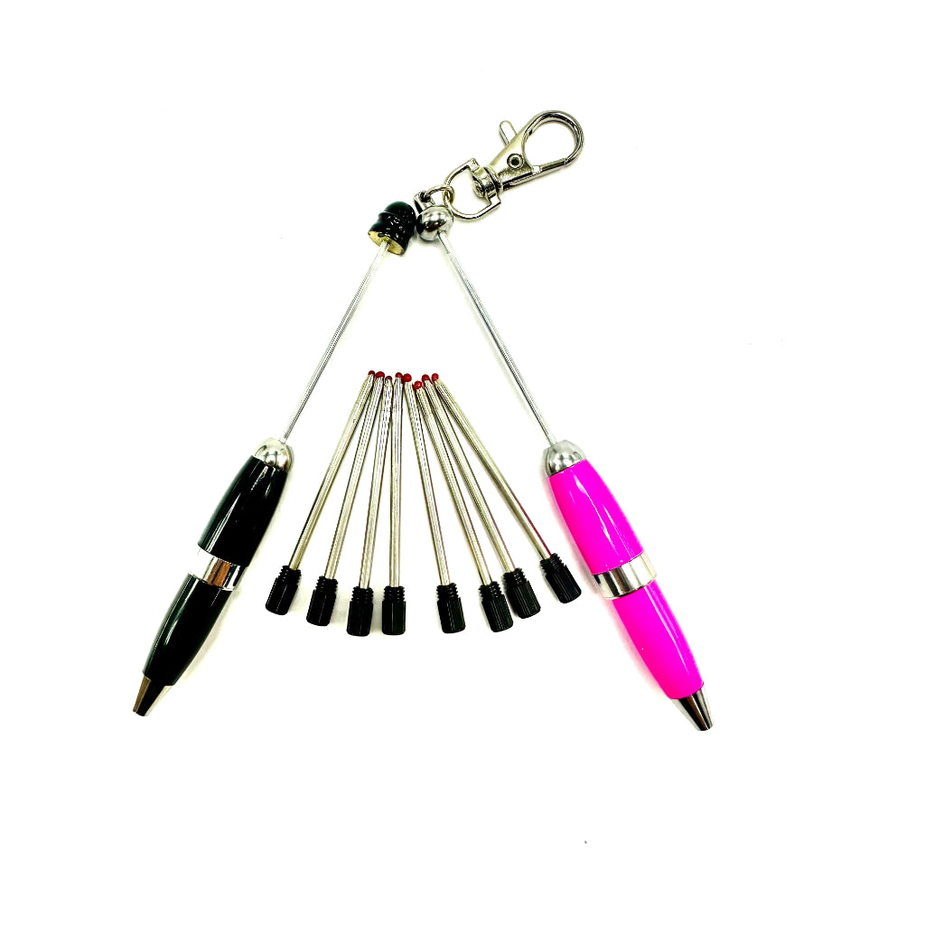 Keychain Pen, Metal Beadable Pens with Lobster Clasp, Keyring Beaded Pens