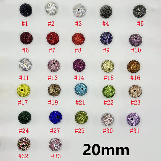 Clay Beads with Rhinestones, 20mm, Please Read Description