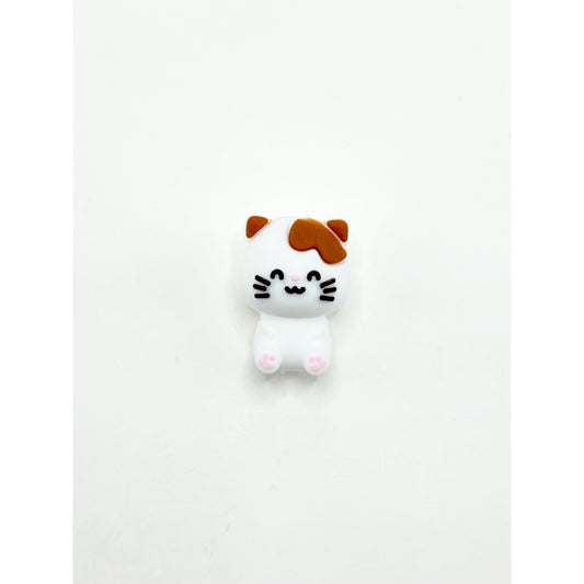3Dの小さなかわいい白い子猫のシリコンフォーカルビーズ