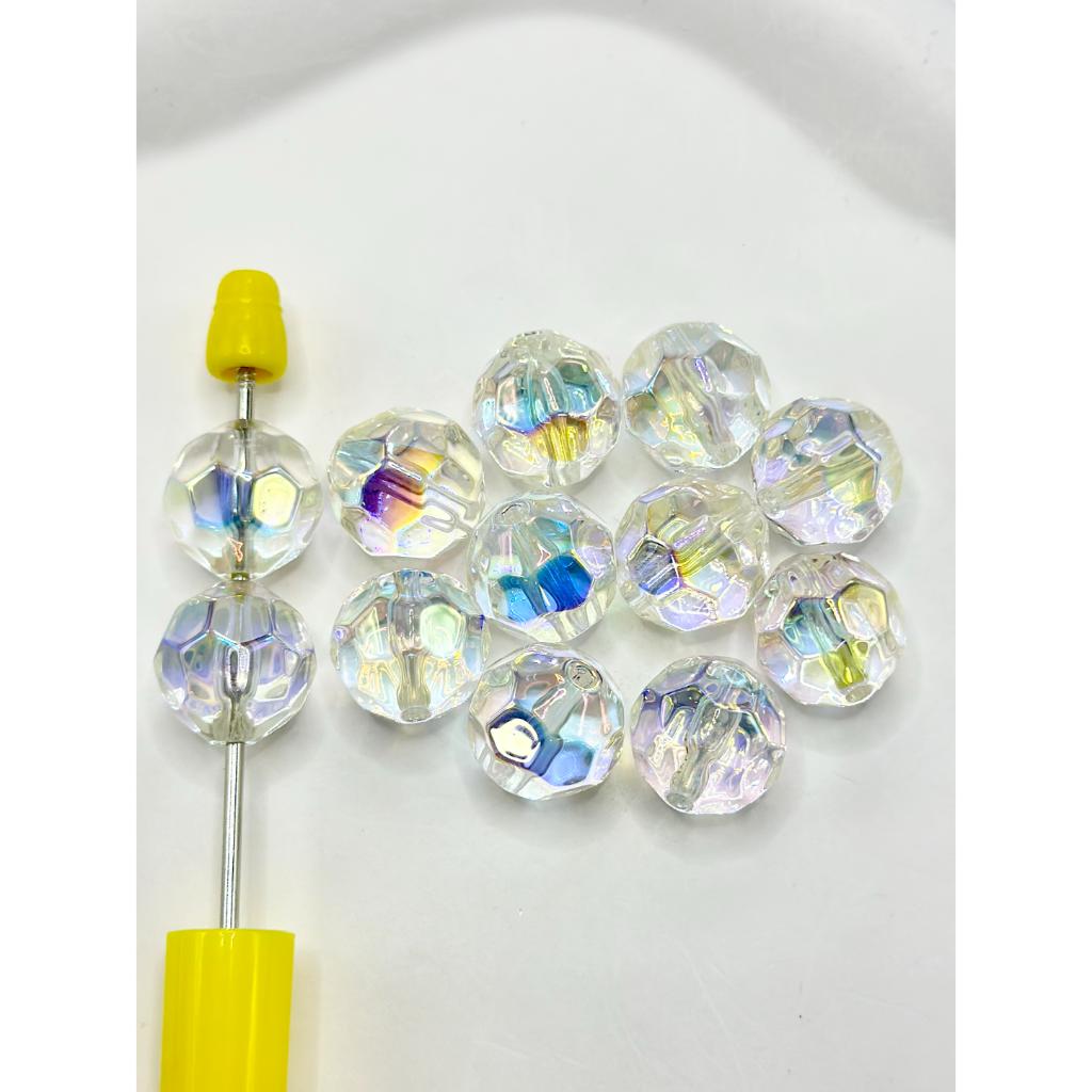 UV Coating Disco Clear Acrylic Beads, Random Mix, 16MM – Beadable Bliss