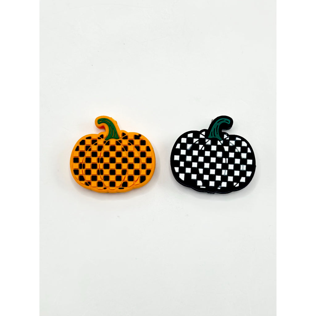 ハロウィンかぼちゃとチェック柄シリコンビーズ
