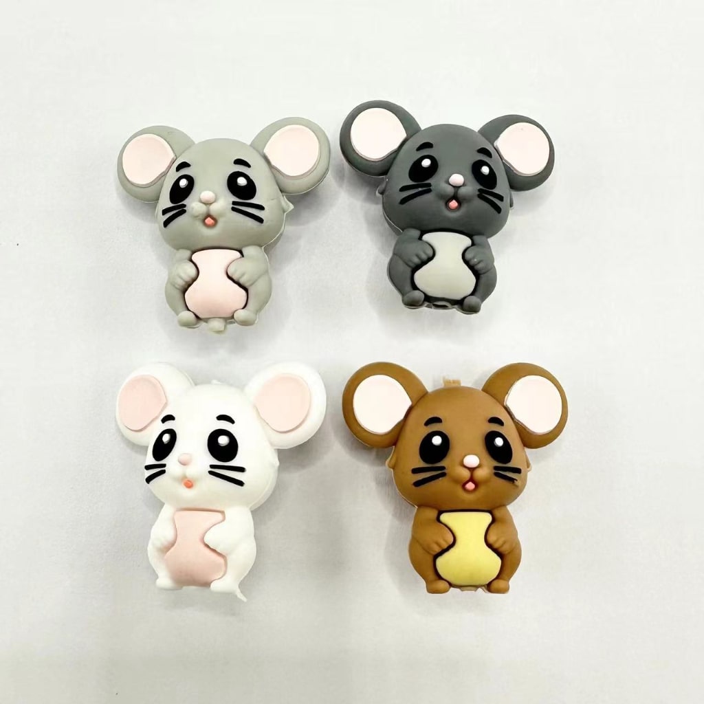 3Dの小さなかわいいネズミのシリコン製フォーカルビーズ