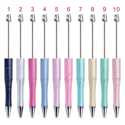 New Style DIY Plastic Relif Silver Crack Design Beadable Pen in Solid Color