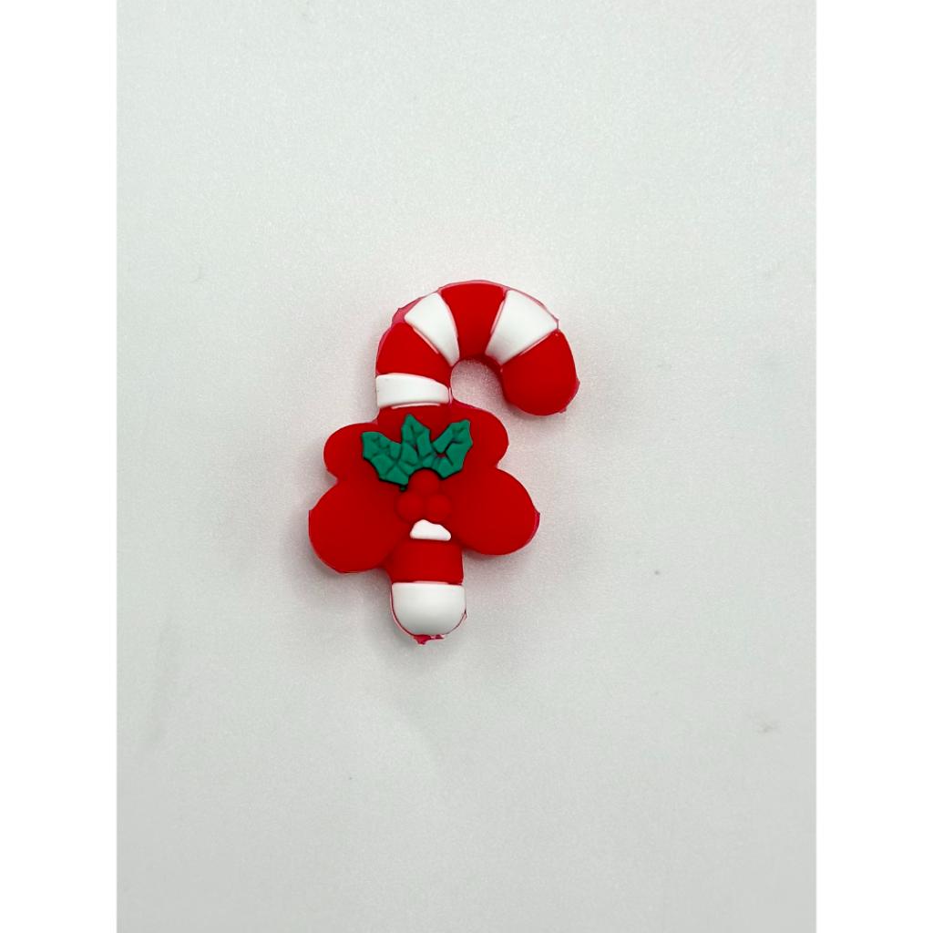 Candy Cane Beads, 3D Candy Cane Silicone Focal Beads with Christmas Theme