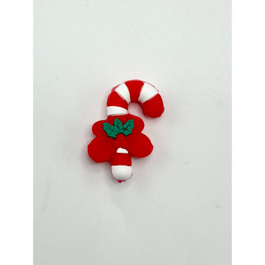 Candy Cane Beads, 3D Candy Cane Silicone Focal Beads with Christmas Theme