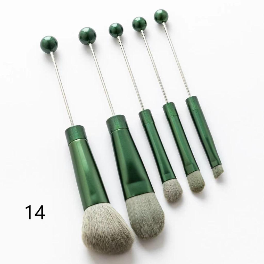 Beadable Makeup Brushes, Beaded Make Up Brush Solid And Ombre Color (1 Set = 5 pieces)