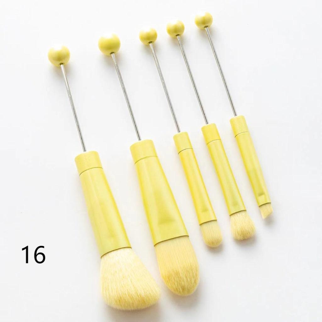 Beadable Makeup Brushes, Beaded Make Up Brush Solid And Ombre Color (1 Set = 5 pieces)