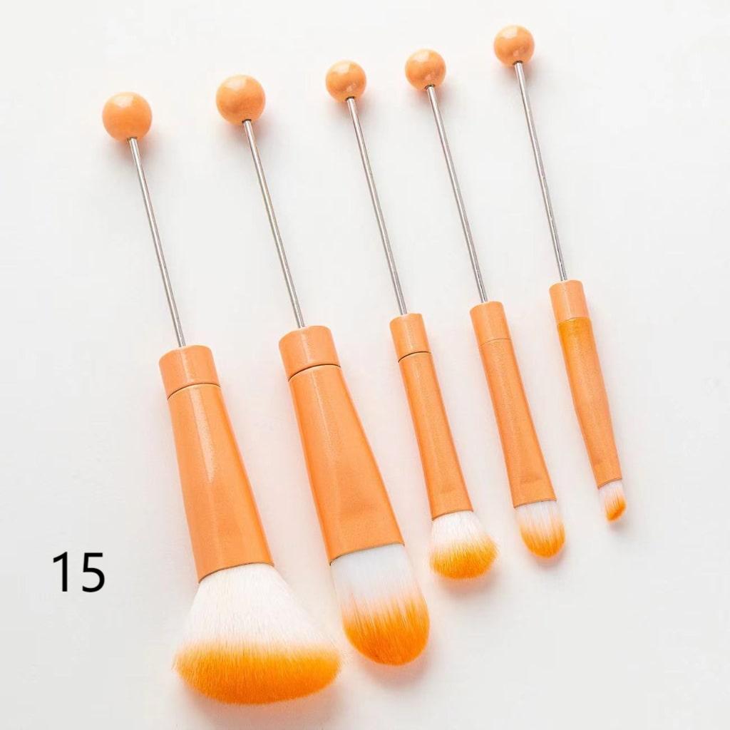 Beadable Makeup Brushes, Beaded Make Up Brush Solid And Ombre Color (1 Set = 5 pieces)