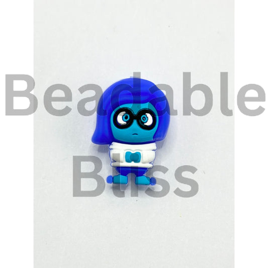 3D Insid Out Sadnes Cartoon Silicone Focal Beads（Ship out in Around 4-6 Days after Ordering)