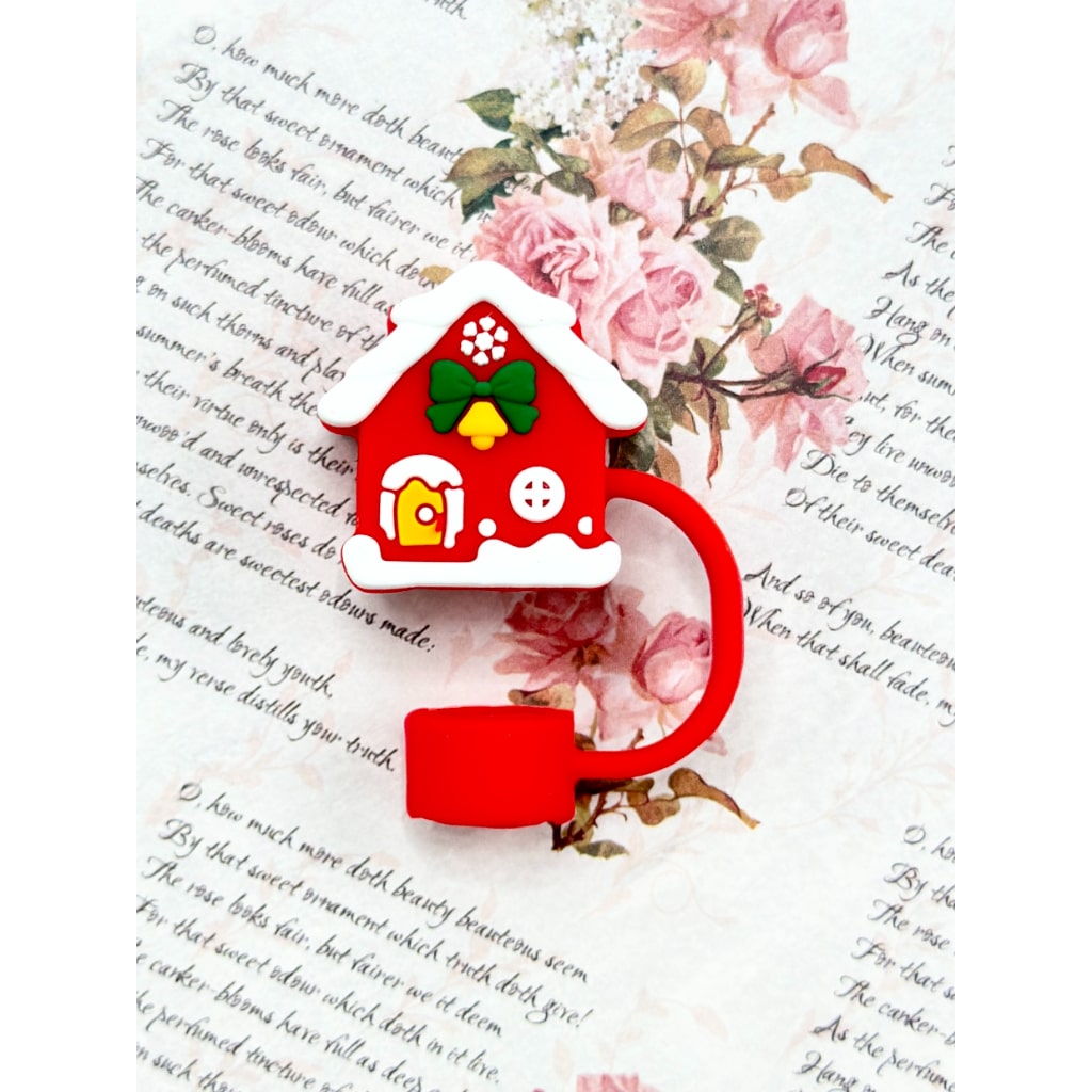 Christmas Theme Food Grade Cup Tumbler Silicone Straw Topper