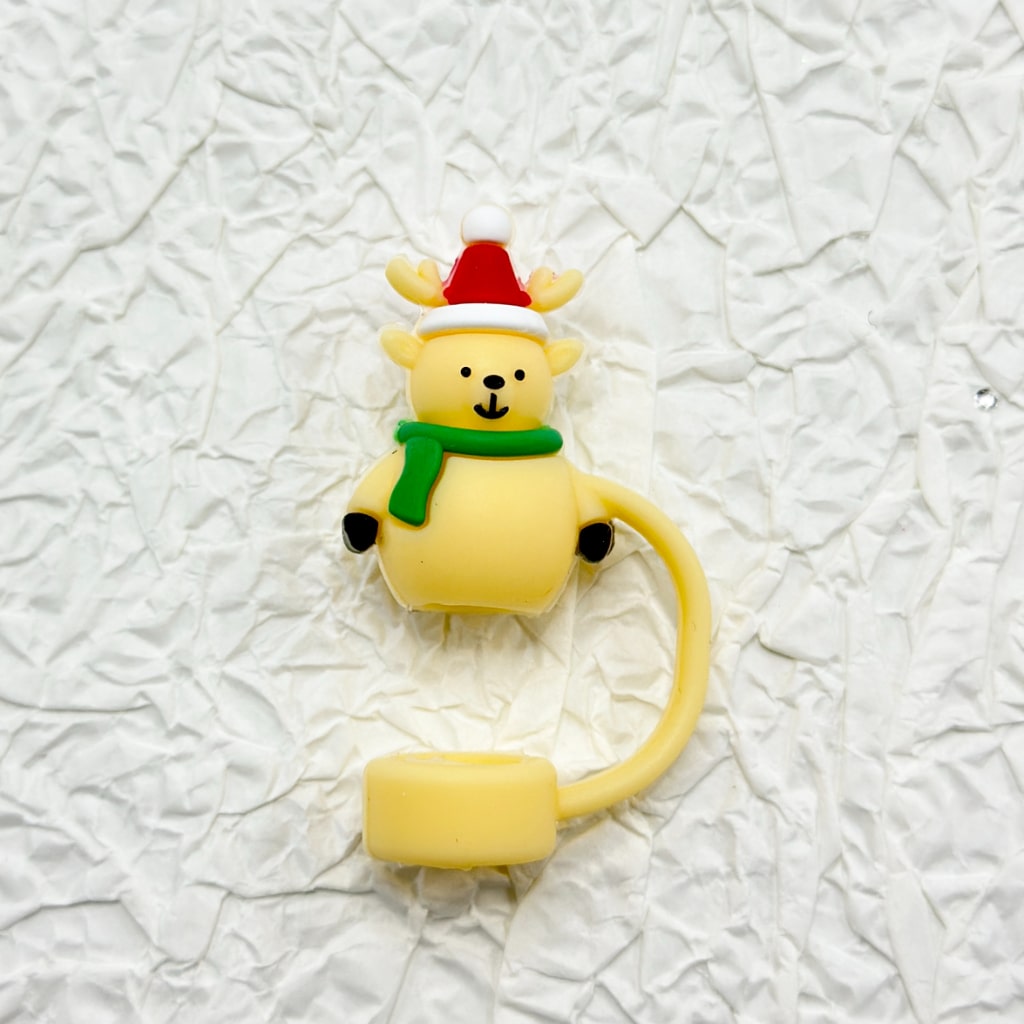 Christmas Theme Food Grade Cup Tumbler Silicone Straw Topper