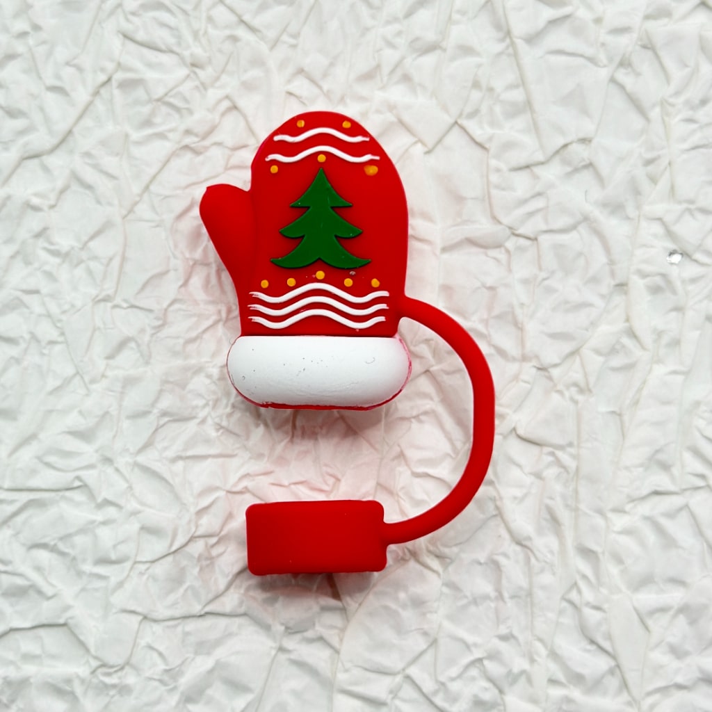 Christmas Theme Food Grade Cup Tumbler Silicone Straw Topper