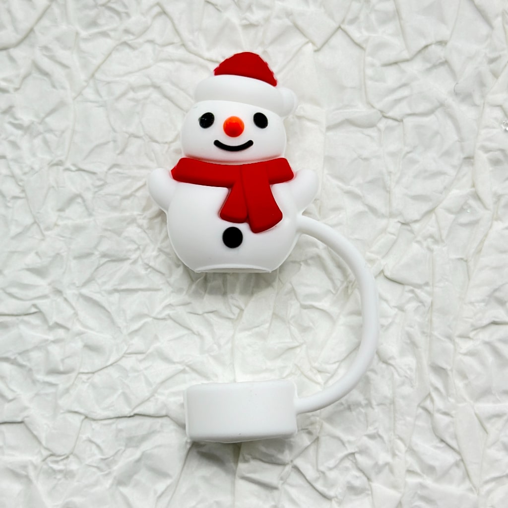Christmas Theme Food Grade Cup Tumbler Silicone Straw Topper