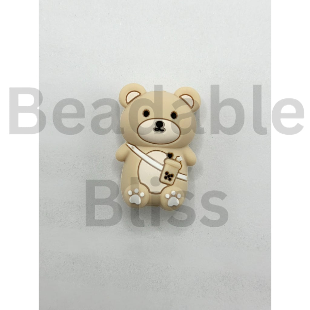 3Dミニかわいいクマとドリンクシリコンフォーカルビーズ