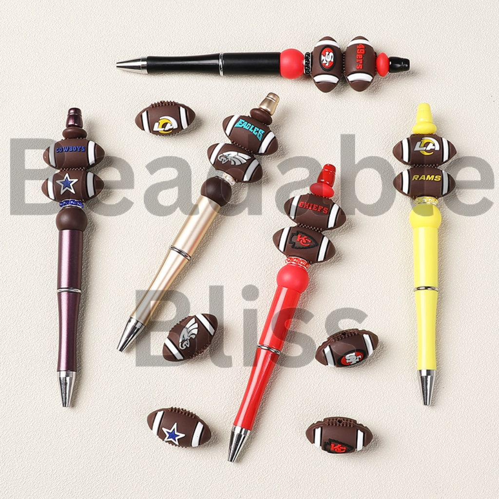 3D American USA Football Team Sports Silicone Focal Beads