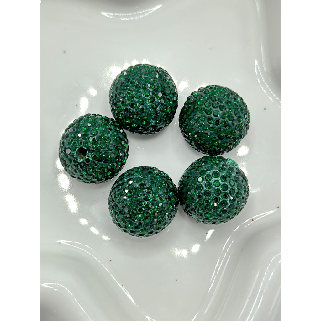 Bling Bling Christmas Round Clay Beads with Rhinestones, 20MM