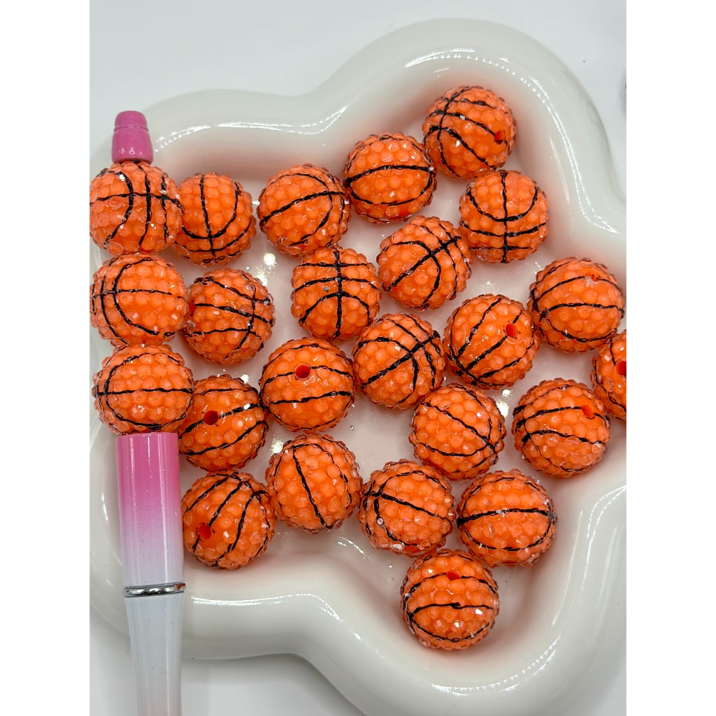 Sports Beads, Mix of Sports Balls Football Basketball Soccer Baseball Round Acrylic Beads, 20mm