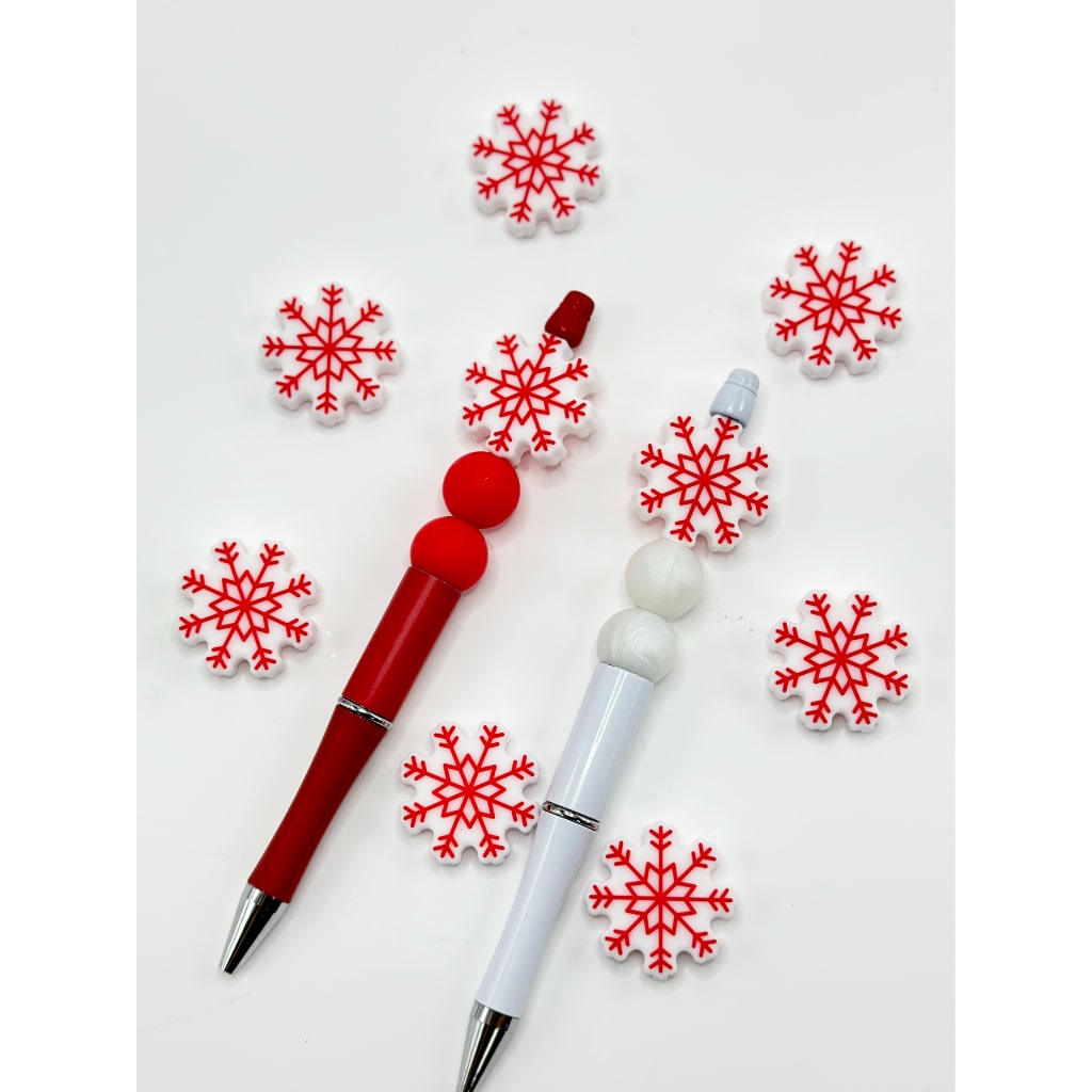 鮮やかで可愛い赤い雪の花のクリスマス冬用シリコンビーズ