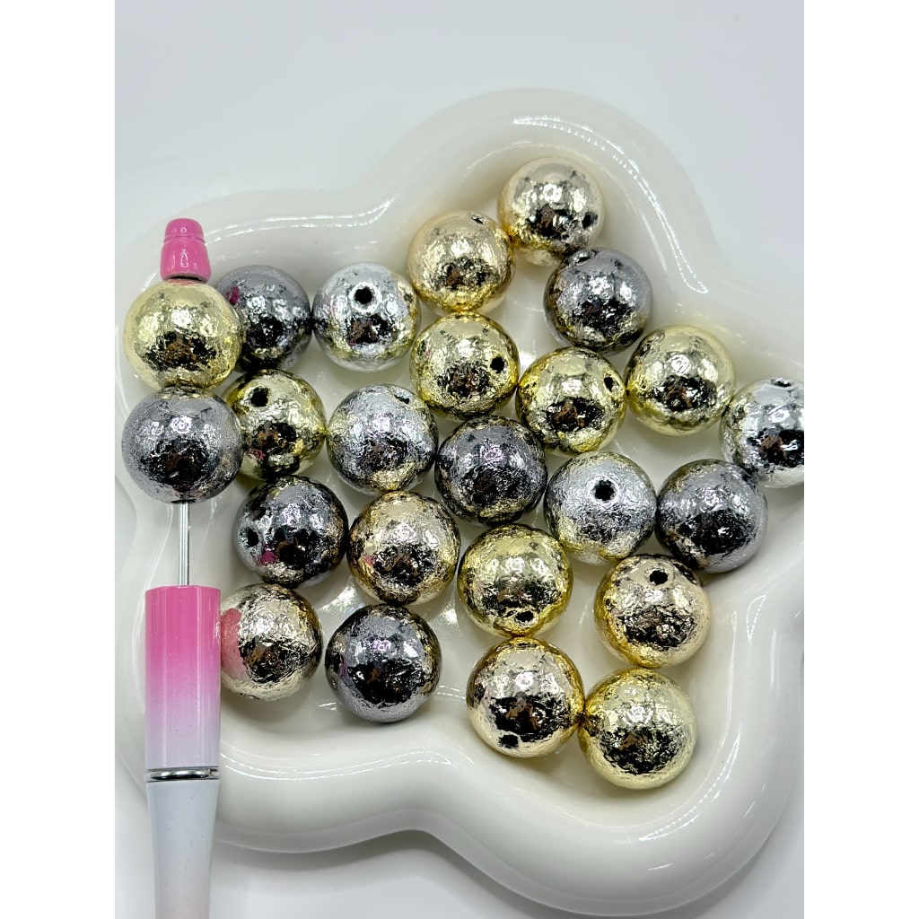 Shiny Metallic Color Bumpy Round Acrylic Beads, Random Mix, 20MM ...