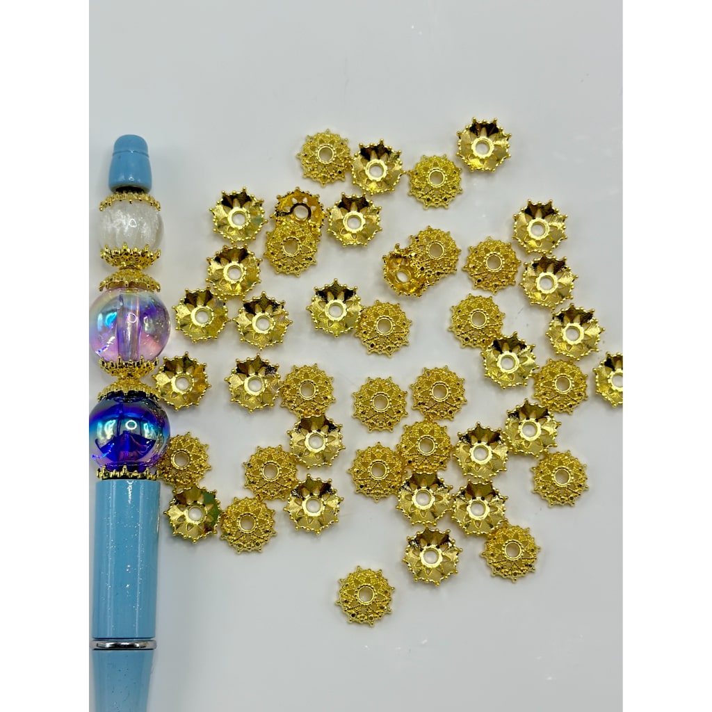 Gold & Silver Color Metal Bead Cage Bead Cap, 12MM