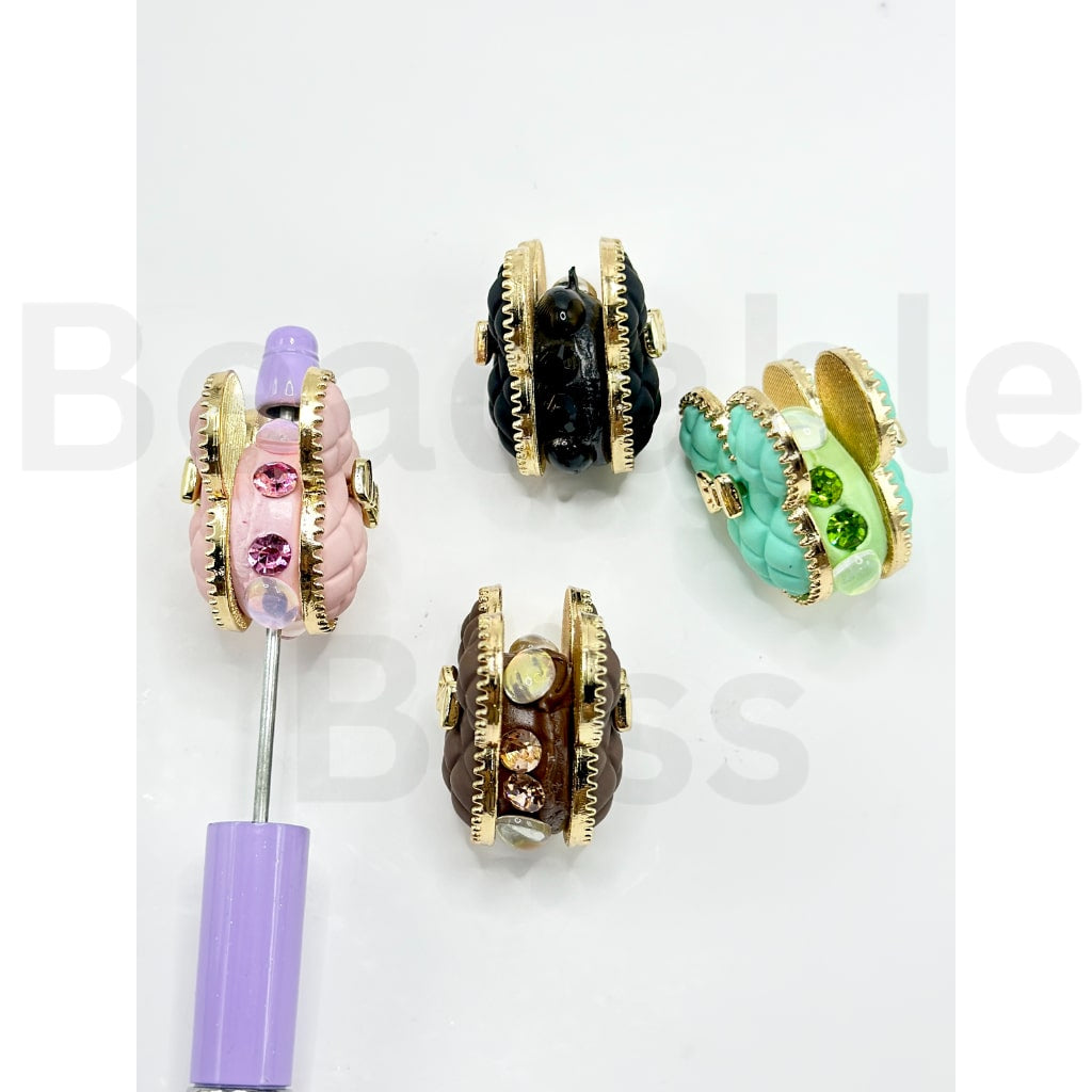 鮮やかなゴールドカラー合金両面ミックマウスヘッド、蝶結び付きクリアダイヤモンドカラフルラインストーン、ランダムミックス、約30×34MM