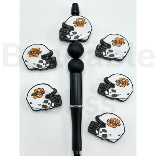 USA America College University Football Teams Oklahoma State Cowbo Helmet Silicone Focal Beads，Please Read the Description