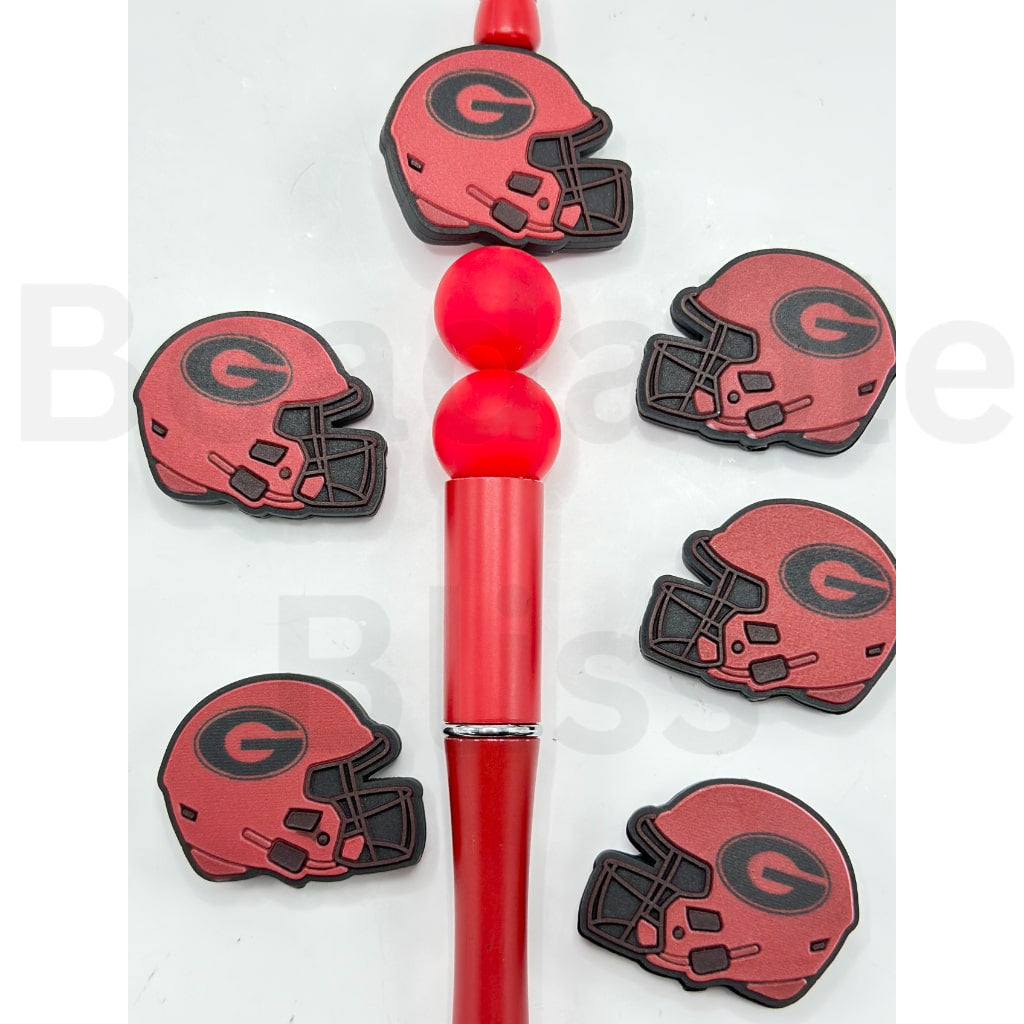 USA America College University Football Teams Georgia Bulldo Helmet Silicone Focal Beads, Please Read the Description