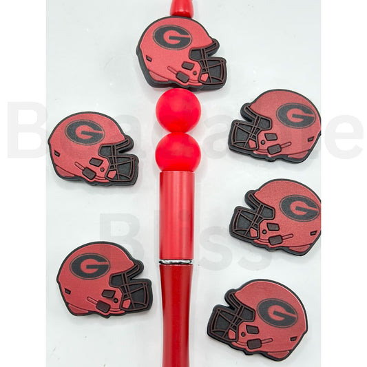 USA America College University Football Teams Georgia Bulldo Helmet Silicone Focal Beads, Please Read the Description