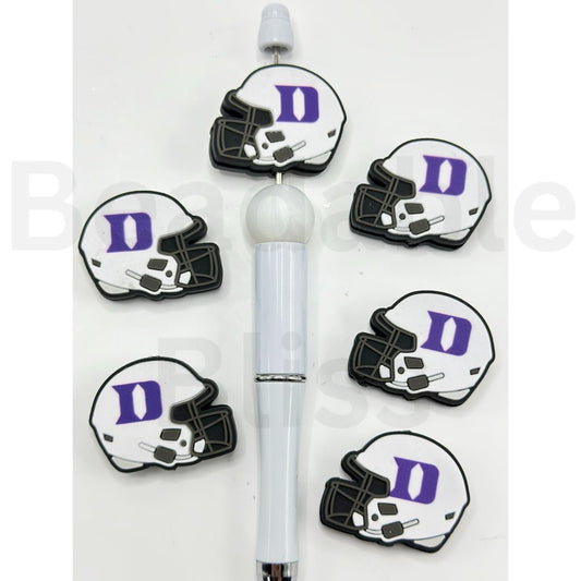 USA America College University Football Teams Duke Blue Devi Helmet Silicone Focal Beads，Please Read the Description
