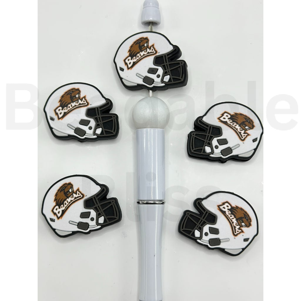USA America College University Football Teams Oregon State Beave Helmet Silicone Focal Beads， Please Read the Description
