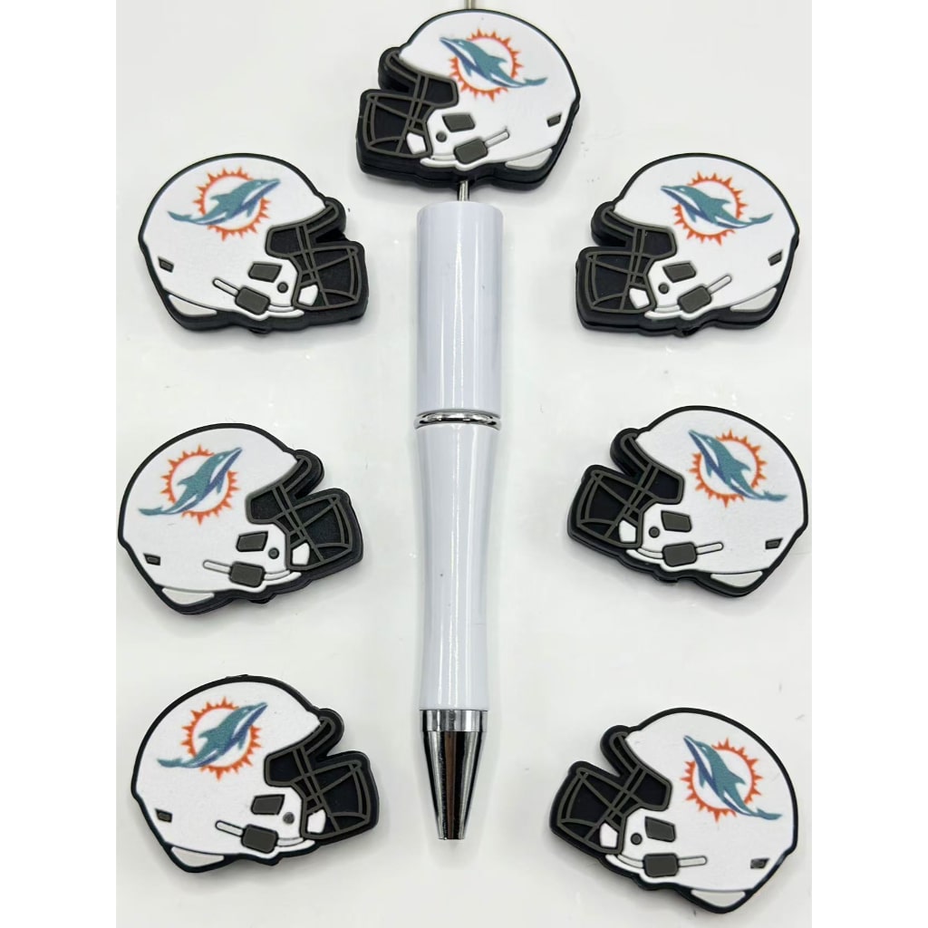 USA American Football Team Miami Dolphins Helmet Sports Silicone Focal Beads， Please Read the Description