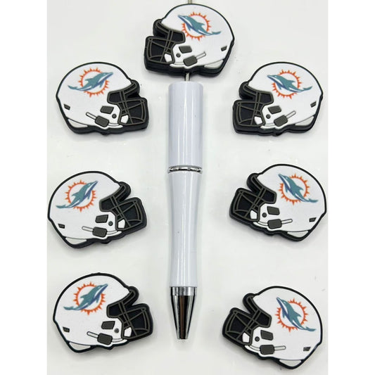 USA American Football Team Miami Dolphins Helmet Sports Silicone Focal Beads， Please Read the Description