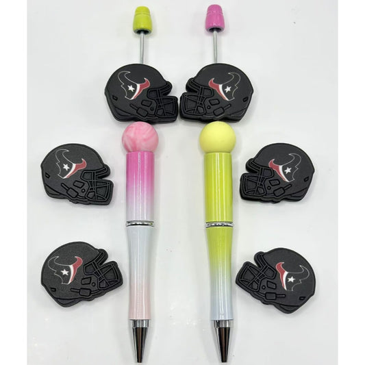USA American Football Team Houston Texans Helmet Sports Silicone Focal Beads,  Please Read the Description
