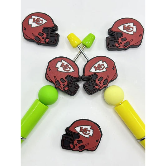 USA American Football Team Kansas City Chiefs Helmet Sports Silicone Focal Beads, Please Read the Description