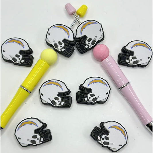 USA American Football Team Los Angeles Chargers Helmet Sports Silicone Focal Beads,  Please Read the Description