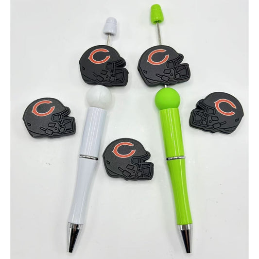 USA American Football Team Chicago Bears Helmet Sports Silicone Focal Beads