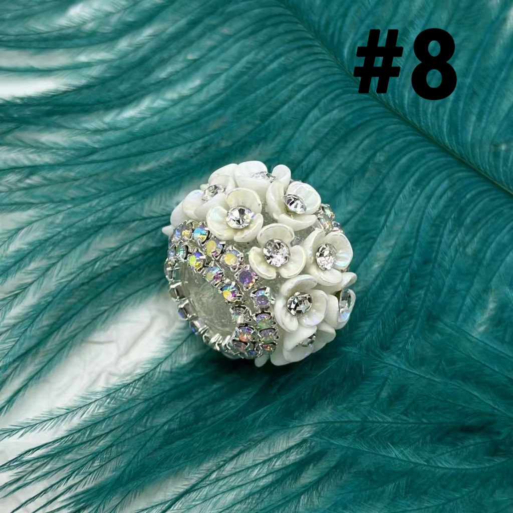 Bling Bling Mini Flowers Clear Rhinestones Inside AB Color Rhinestone Chains Round Acrylic Beads, Around 21*16MM