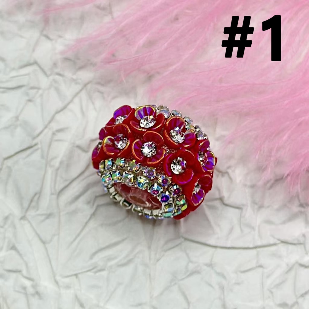 Bling Bling Mini Flowers Clear Rhinestones Inside AB Color Rhinestone Chains Round Acrylic Beads, Around 21*16MM