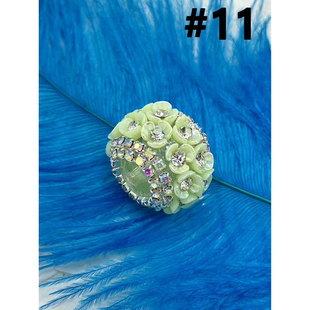 Bling Bling Mini Flowers Clear Rhinestones Inside AB Color Rhinestone Chains Round Acrylic Beads, Around 21*16MM