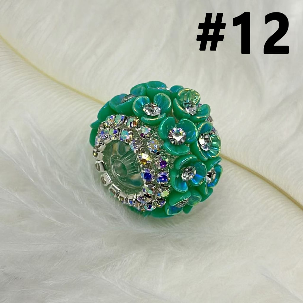 Bling Bling Mini Flowers Clear Rhinestones Inside AB Color Rhinestone Chains Round Acrylic Beads, Around 21*16MM